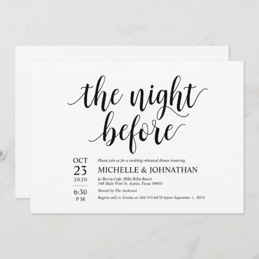Rustic Wedding Rehearsal Dinner Invitation Card v2 Kaart (Voorkant / Achterkant)