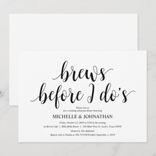 Rustic Wedding Rehearsal Dinner Invitation cards Kaart (Voorkant / Achterkant)