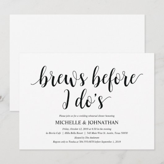 Rustic Wedding Rehearsal Dinner Invitation cards Kaart (Voorkant / Achterkant)