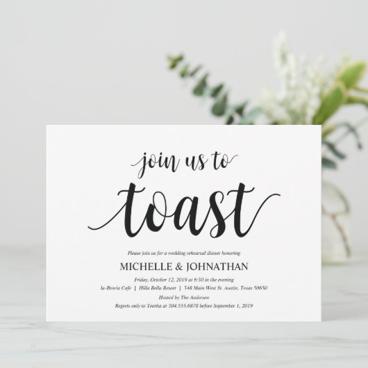 Rustic Wedding Rehearsal Dinner Invitation cards Kaart (Staand voorkant)
