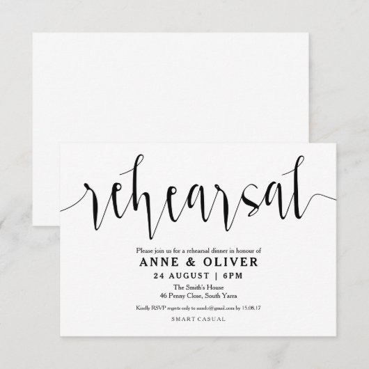 Rustic Wedding Rehearsal Dinner Invitations Kaart (Voorkant / Achterkant)