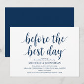 Rustic Wedding Rehearsal Dinner, Navy Blue Kaart (Voorkant / Achterkant)