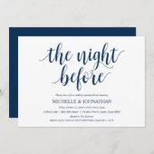 Rustic Wedding Rehearsal Dinner, Navy Blue Kaart (Voorkant / Achterkant)