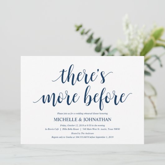 Rustic Wedding Rehearsal Dinner, Navy Blue Kaart (Staand voorkant)