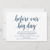 Rustic Wedding Rehearsal Dinner, Navy Blue Kaart (Voorkant)