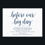 Rustic Wedding Rehearsal Dinner, Navy Blue Kaart<br><div class="desc">Een huwelijksrepetitie met de toekomstige Bride en de toekomstige Groom,  voor hun grote dag? Nodig de gasten uit met deze Rustic Wedding Rehearsal Dinner Invitation Card. Voeg uw repetitieve diner details toe in het overeenkomende zwarte lettertype/lettertype.

#TeeshaDerrick</div>