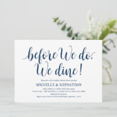 Rustic Wedding Rehearsal Dinner, Navy Blue Kaart (Staand voorkant)