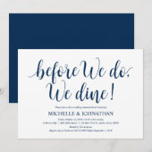 Rustic Wedding Rehearsal Dinner, Navy Blue Kaart (Voorkant / Achterkant)