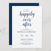Rustic Wedding Rehearsal Dinner, Navy Blue Kaart (Voorkant / Achterkant)
