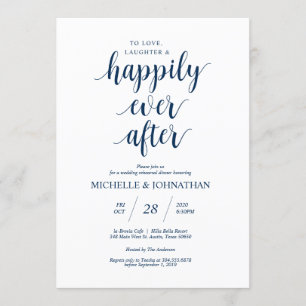 Rustic Wedding Rehearsal Dinner, Navy Blue Kaart
