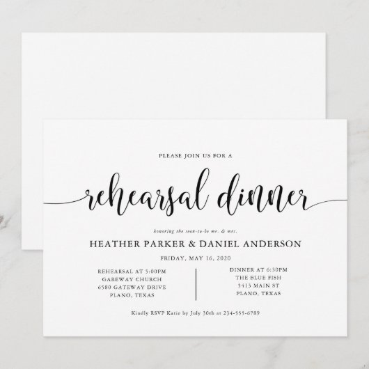 Rustic Wedding Rehearsal Dinner Uitnodiging (Voorkant / Achterkant)