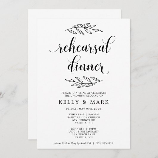 Rustic Wedding Rehearsal Dinner Uitnodiging (Voorkant / Achterkant)