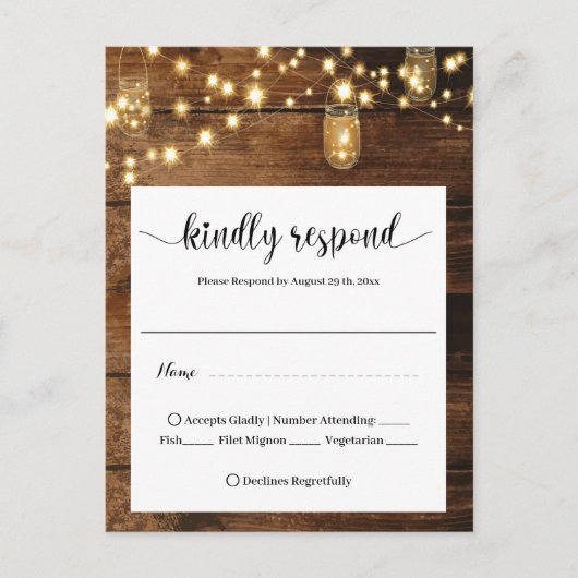  Rustic Wedding RSVP  Briefkaart (Voorkant)