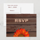 Rustic Wedding RSVP Briefkaarten Sunflower (Voorkant / Achterkant)