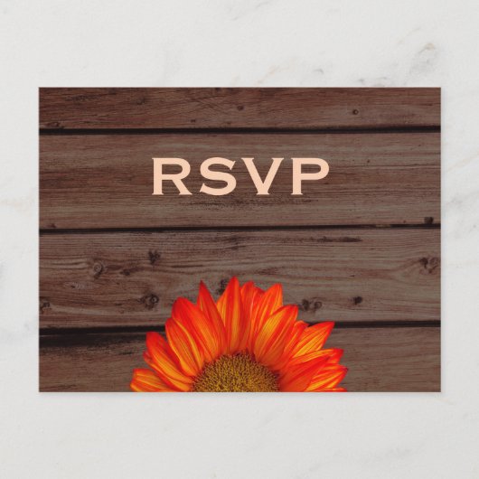 Rustic Wedding RSVP Briefkaarten Sunflower (Voorkant)