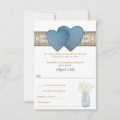 Rustic Wedding RSVP Kaart | Denim, Lace, Burlap (Voorkant)