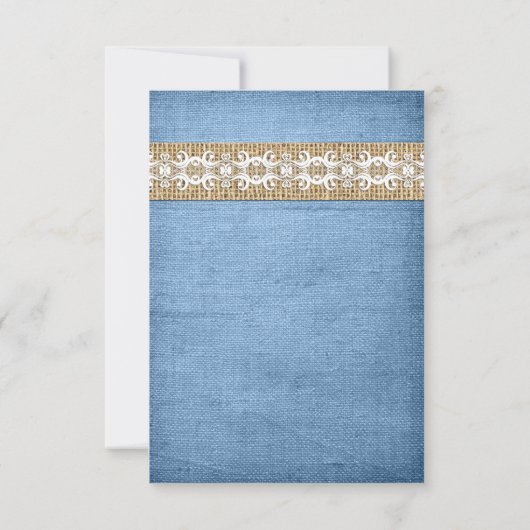 Rustic Wedding RSVP Kaart | Denim, Lace, Burlap (Achterkant)