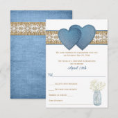 Rustic Wedding RSVP Kaart | Denim, Lace, Burlap (Voorkant / Achterkant)