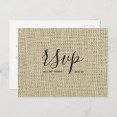 Rustic Wedding Rsvp-kaart | Hessian Burlap Script Uitnodiging Briefkaart (Voorkant / Achterkant)