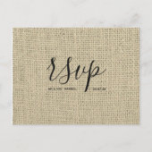 Rustic Wedding Rsvp-kaart | Hessian Burlap Script Uitnodiging Briefkaart (Voorkant)