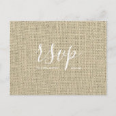 Rustic Wedding Rsvp-kaart | Hessian Burlap Script Uitnodiging Briefkaart (Voorkant)