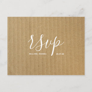 Rustic Wedding Rsvp-kaart   Kraft Paper Script Uitnodiging Briefkaart