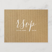 Rustic Wedding Rsvp-kaart | Kraft Paper Script Uitnodiging Briefkaart (Voorkant)