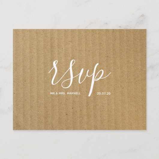 Rustic Wedding Rsvp-kaart | Kraft Paper Script Uitnodiging Briefkaart (Voorkant)