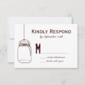 Rustic Wedding RSVP-kaarten Land Mason Jars RSVP Kaartje (Voorkant)