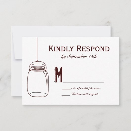 Rustic Wedding RSVP-kaarten Land Mason Jars RSVP Kaartje (Voorkant)