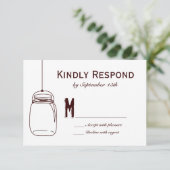 Rustic Wedding RSVP-kaarten Land Mason Jars RSVP Kaartje (Staand voorkant)