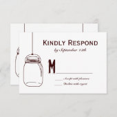 Rustic Wedding RSVP-kaarten Land Mason Jars RSVP Kaartje (Voorkant / Achterkant)