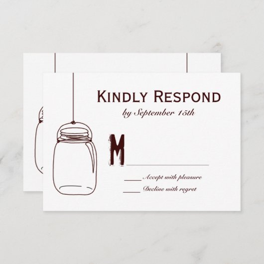 Rustic Wedding RSVP-kaarten Land Mason Jars RSVP Kaartje (Voorkant / Achterkant)