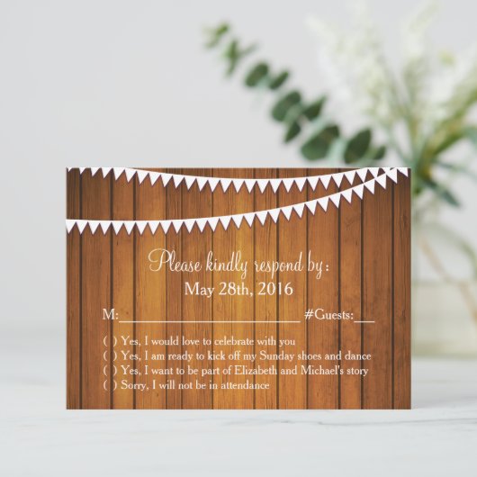 Rustic Wedding RSVP Response Kaart (Staand voorkant)