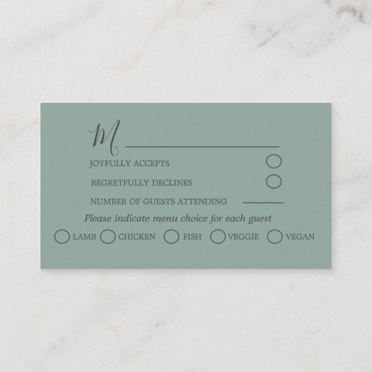 Rustic Wedding RSVP Sage Green Eucalyptus Informatiekaartje (Achterkant)