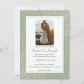 Rustic Wedding Sage Green and White Modern Kaart (Voorkant)