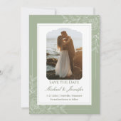 Rustic Wedding Sage Green and White Modern Kaart (Voorkant)