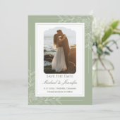 Rustic Wedding Sage Green and White Modern Kaart (Staand voorkant)