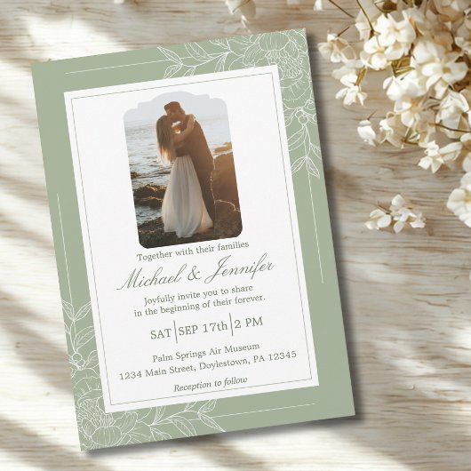 Rustic Wedding Sage Green and White Modern Kaart