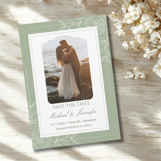 Rustic Wedding Sage Green and White Modern Kaart