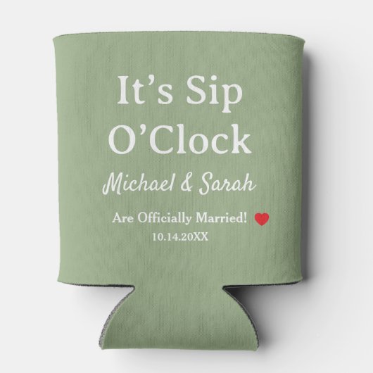 Rustic Wedding Sage Green It’s Sip O’Clock Custom Blikjeskoeler (Achterkant)