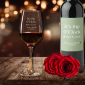 Rustic Wedding Sage Green It’s Sip O’Clock Custom Wijn Etiket