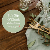 Rustic Wedding Sage Green It’s Sip O’Clock Custom Zandsteen Onderzetter