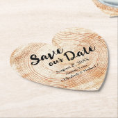 Rustic Wedding Save our date Print Wood Kartonnen Onderzetters (Gekanteld)