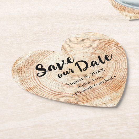 Rustic Wedding Save our date Print Wood Kartonnen Onderzetters (Gekanteld)