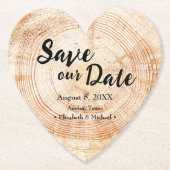 Rustic Wedding Save our date Print Wood Kartonnen Onderzetters (Voorkant)