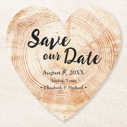 Rustic Wedding Save our date Print Wood Kartonnen Onderzetters (Voorkant)