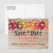 Rustic Wedding Save the Date Autumn Leaves Aankondigingskaart (Voorkant / Achterkant)