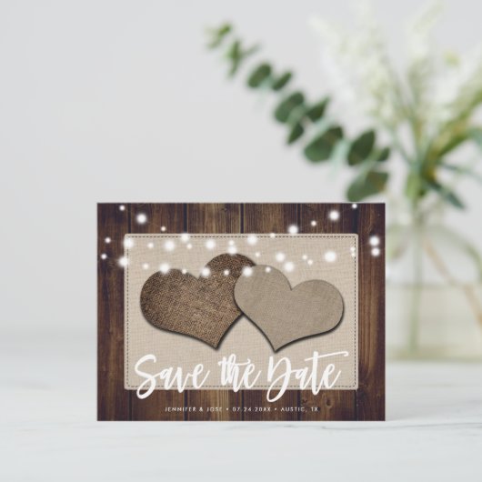 Rustic Wedding Save The Date Briefkaart (Staand voorkant)
