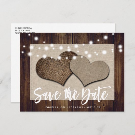 Rustic Wedding Save The Date Briefkaart (Voorkant / Achterkant)